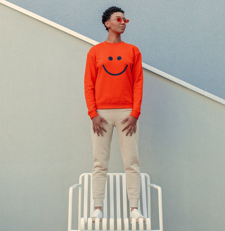 Woman bold sweatshirt Smile