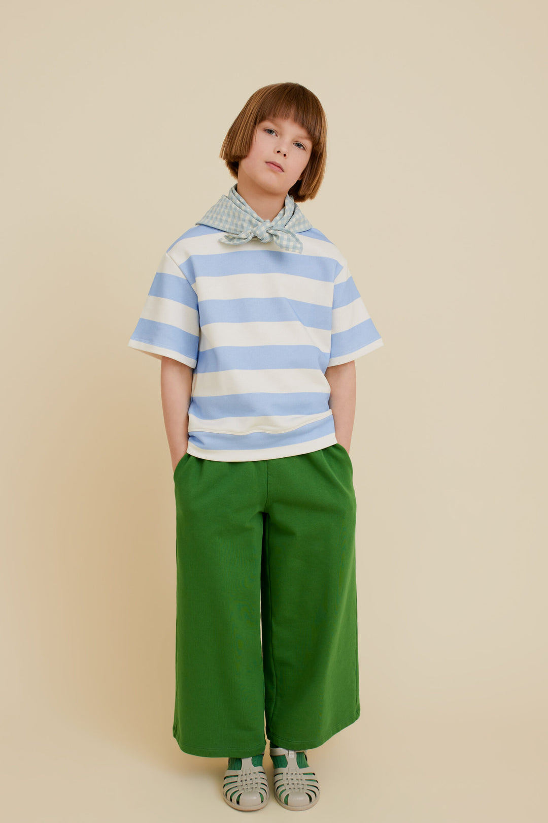 Striped Short-Sleeved Sweatshirt