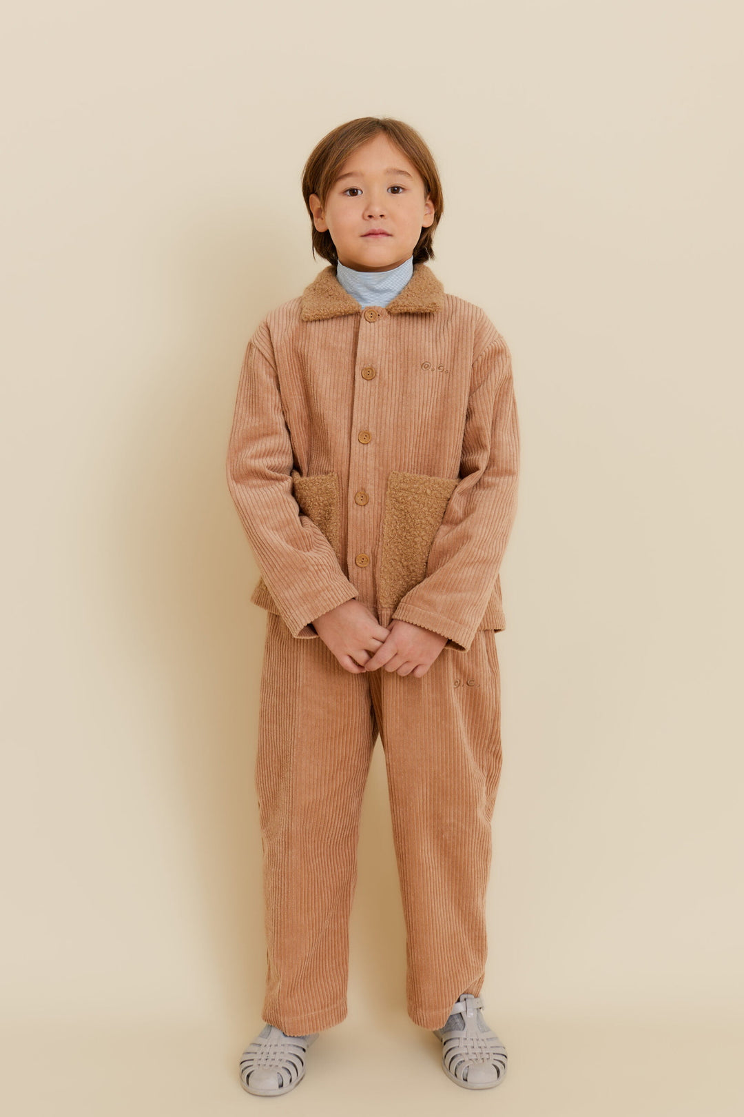 Corduroy Jacket with Boucle Details