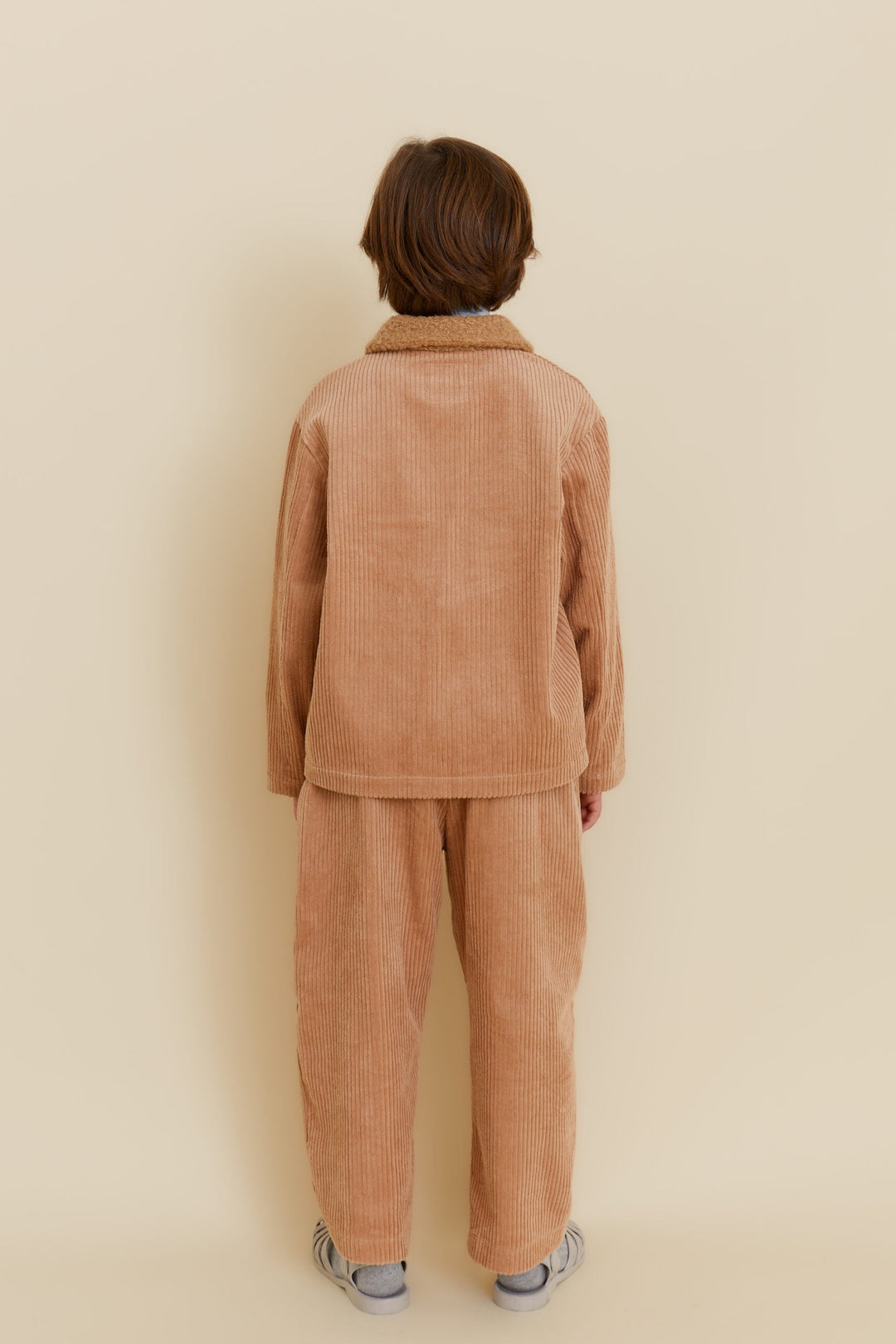Corduroy Jacket with Boucle Details