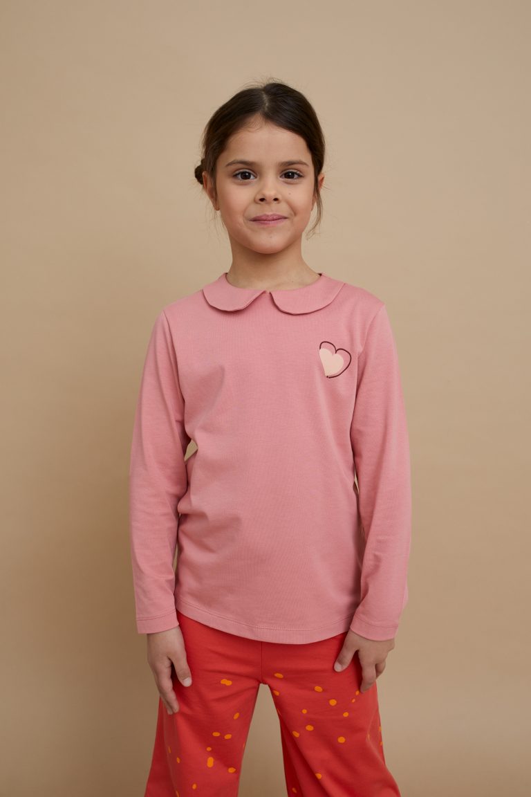 Heart Collar Long-Sleeve Top