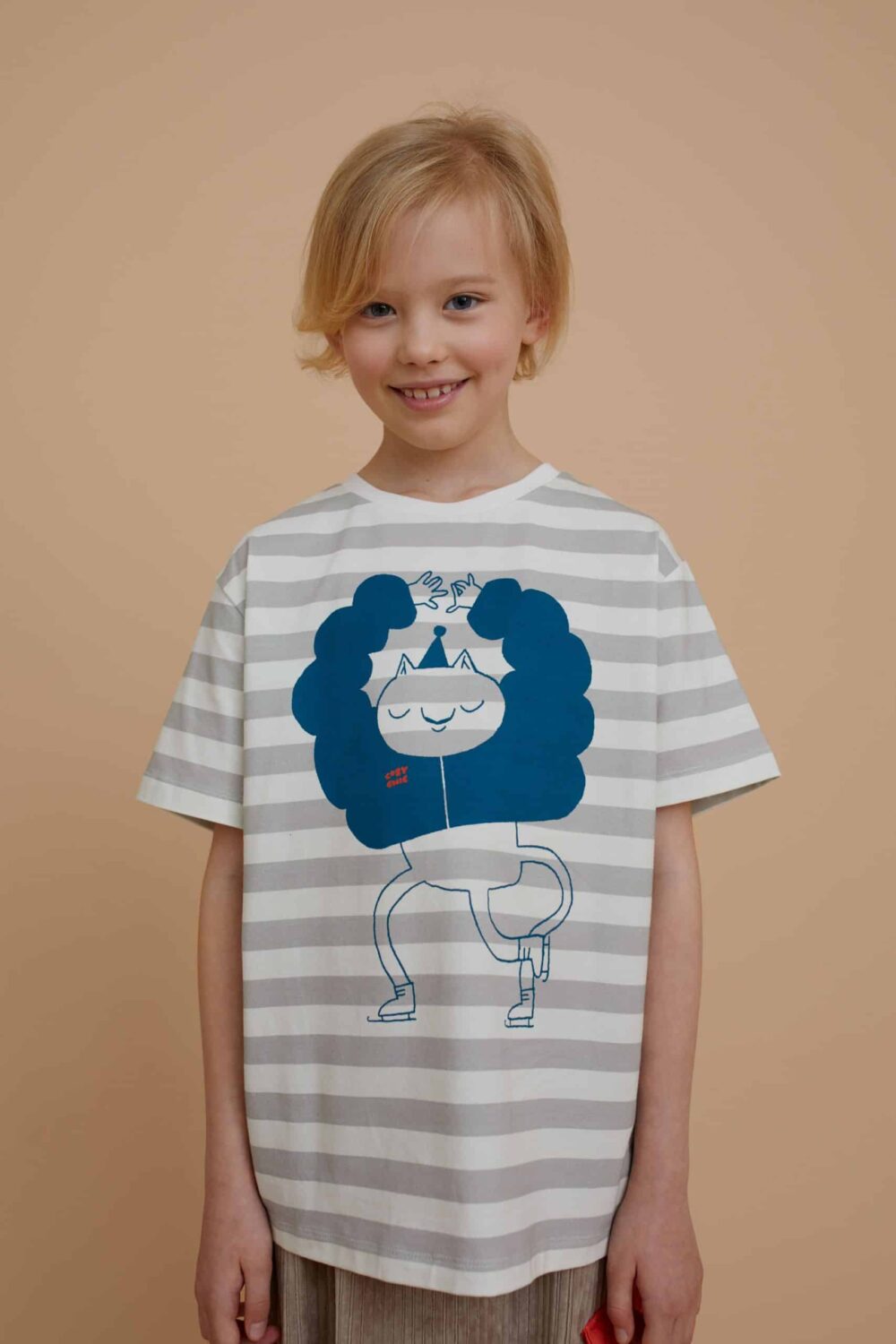 Striped T-Shirt with dancing cat