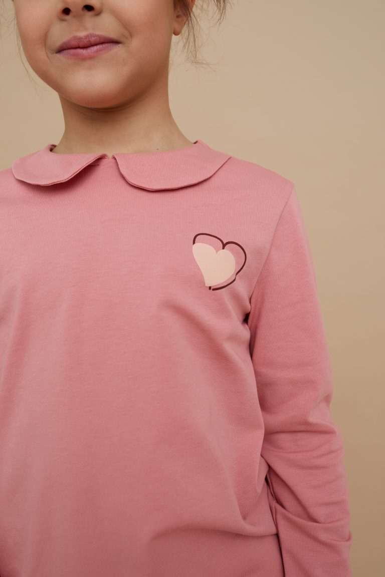 Heart Collar Long-Sleeve Top