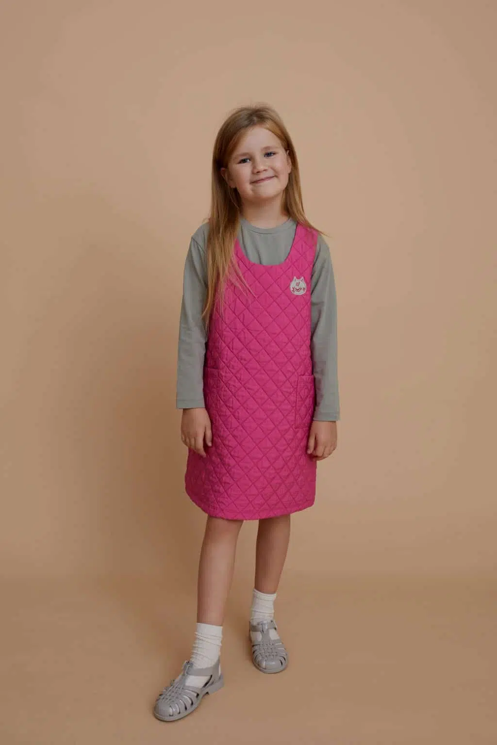 Pink Quilted Pinafore Dress