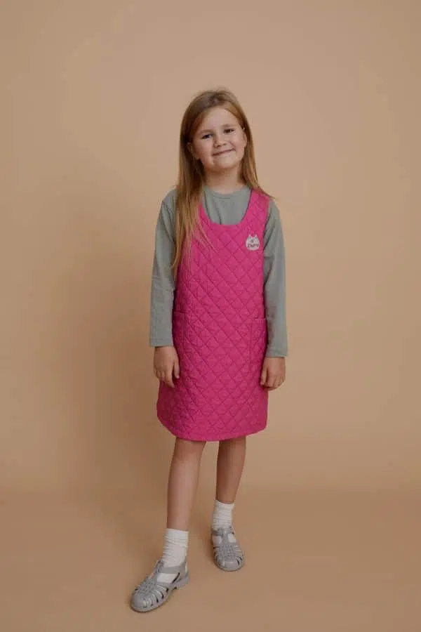 Pink Quilted Pinafore Dress