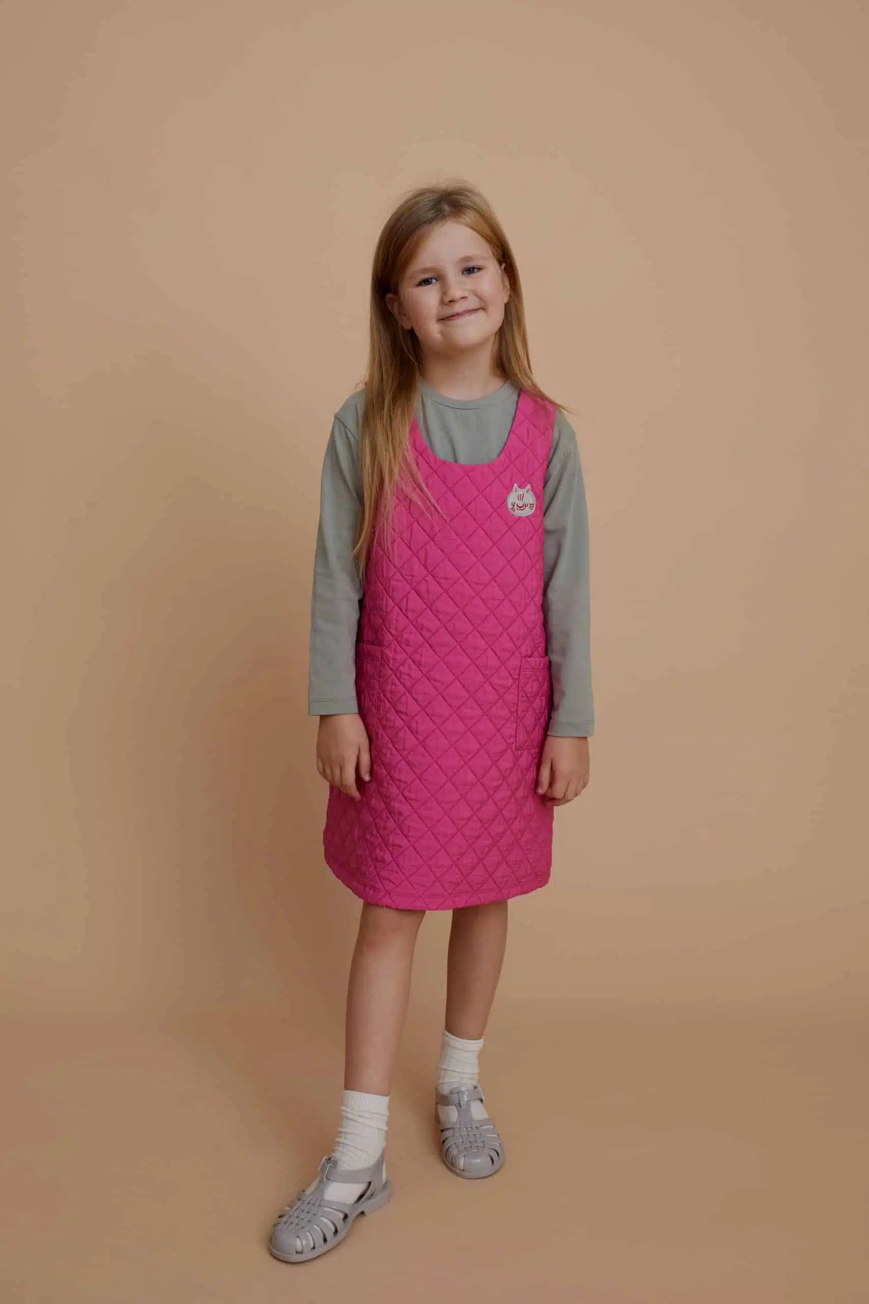 Pink Quilted Pinafore Dress