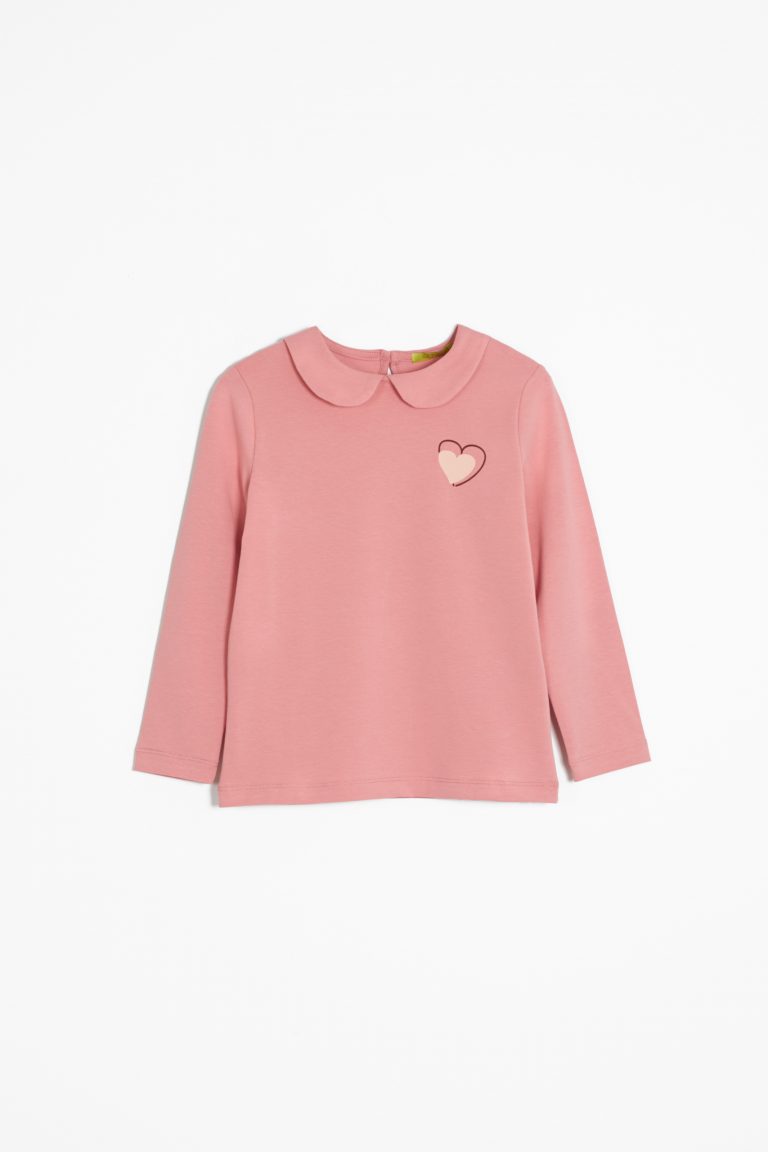 Heart Collar Long-Sleeve Top