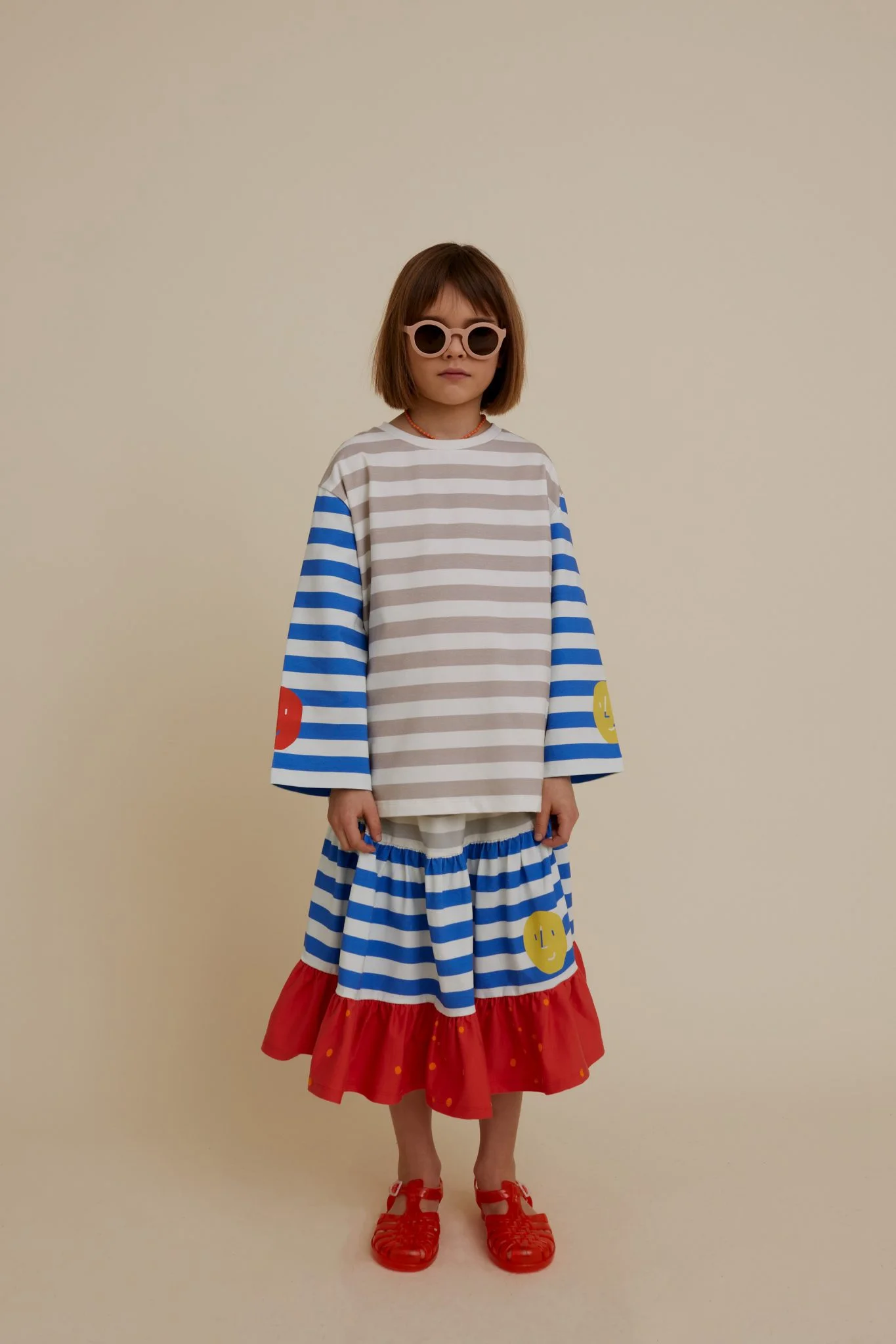 Striped Wide-Sleeve T-Shirt