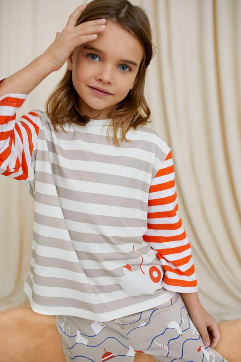 Striped Wide-Sleeve T-Shirt