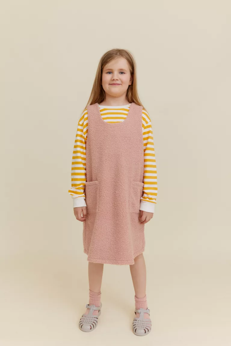 Pinafore Boucle Dress Rose