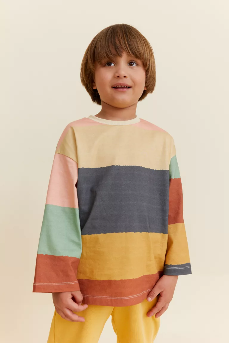 Wide-Sleeve Stripes T-Shirt