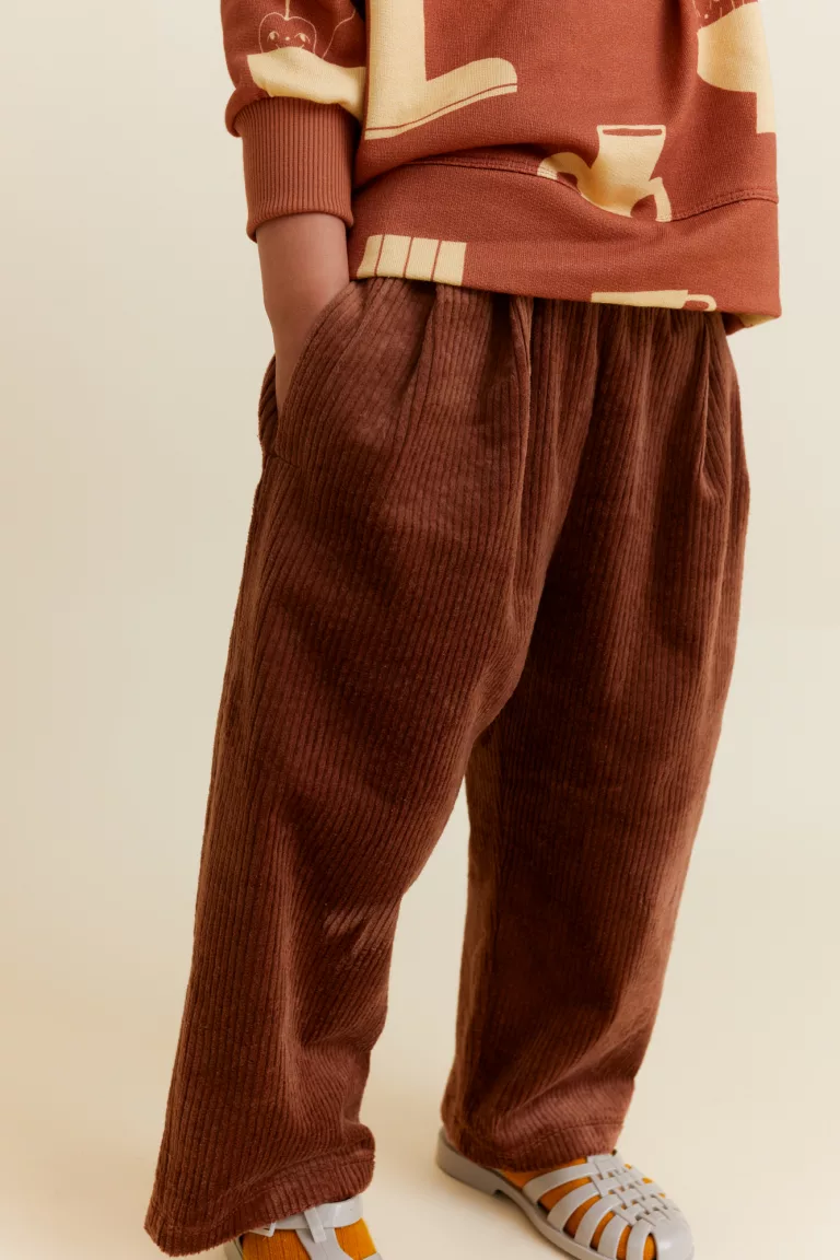 Pleated Corduroy Trousers Rust