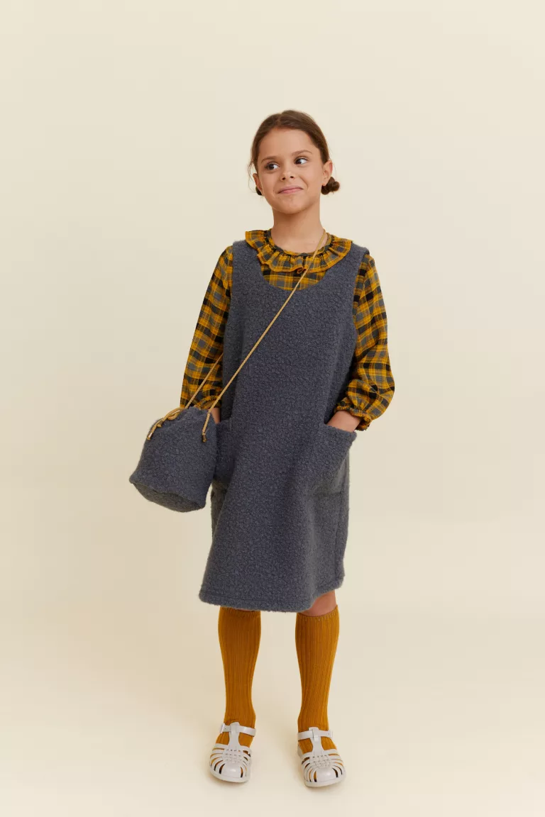 Pinafore Boucle Dress Grey