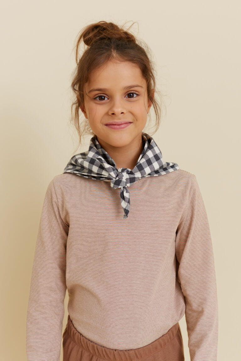 Long-Sleeved Top with Mini Stripes