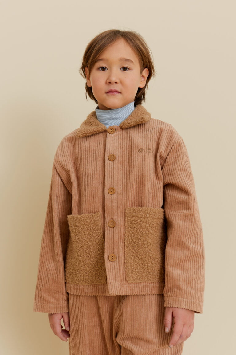 Corduroy Jacket with Boucle Details