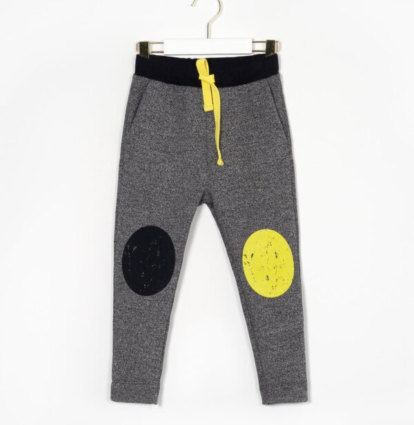 warm pants with colored patches